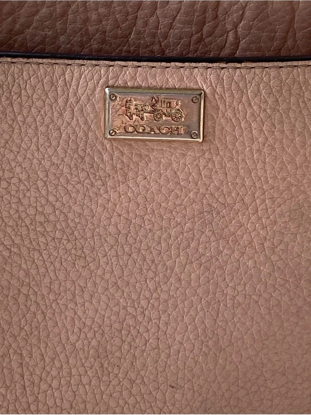 Coach Madison East West Pebbled Leather Crossbody Purse in Blush Pink dirty
